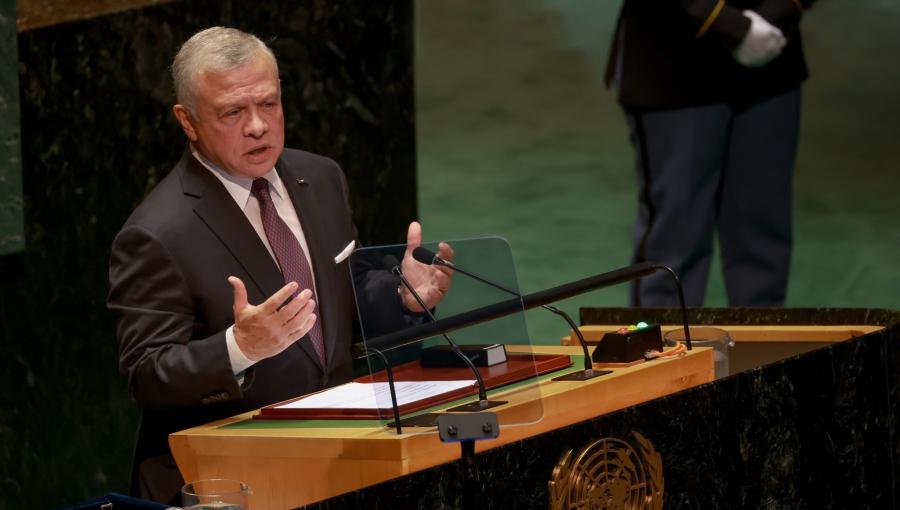 الملك عبد الله الثاني خلال خطابه في اجتماعات الجمعية العامة للأمم المتحدة