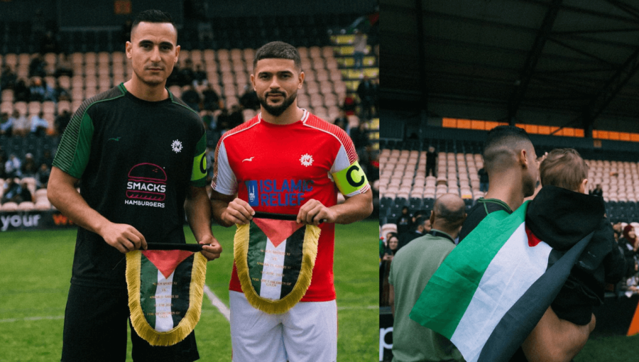 اللاعب أنور الغازي يرفع علم فلسطين اللاعب أنور الغازي يرفع علم فلسطين