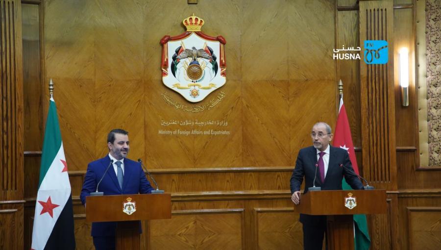 أيمن الصفدي وأسعد الشيباني أيمن الصفدي ونظيره السوري أسعد الشيباني في عمّان 7/1/2025 | حسنى