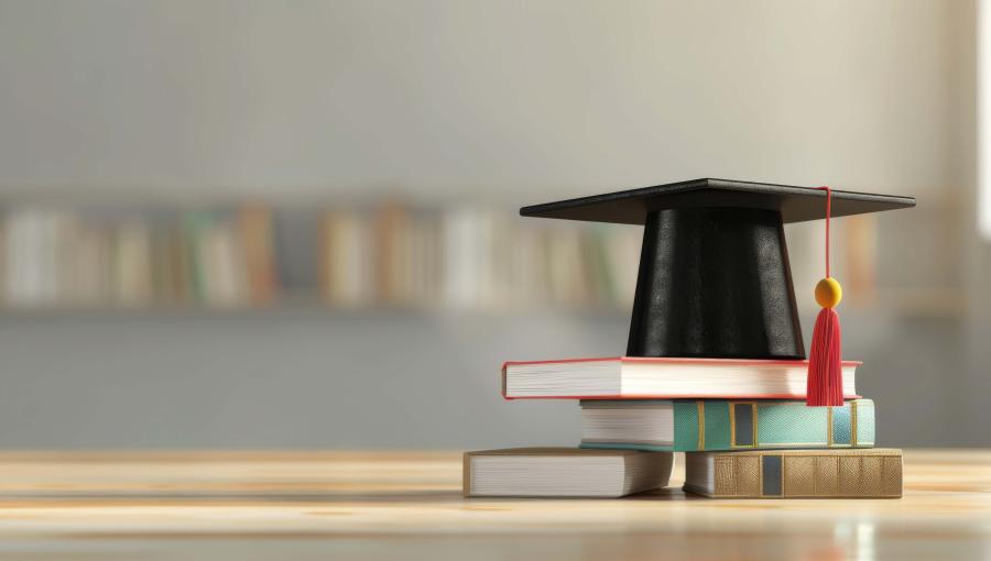 طاقية تخرج فوق كتب طاقية تخرج فوق كتب | تعبيرية freepik