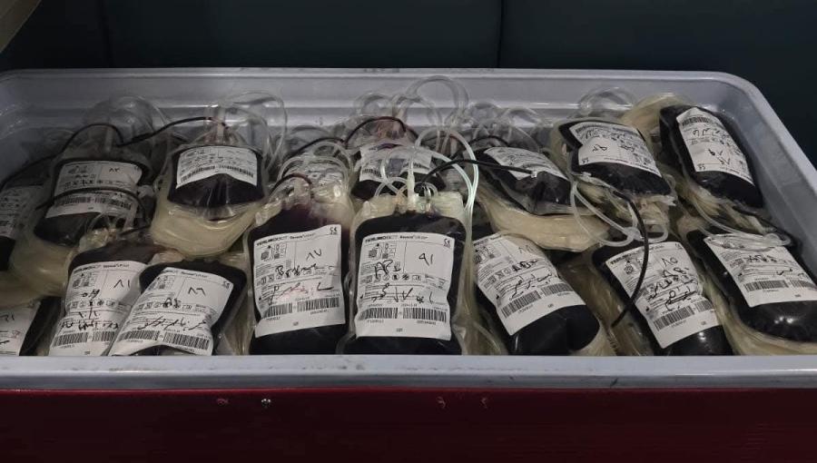 وحدات دم خلال حملة تبرع بالدم أقامتها مديرية بنك الدم 10/10/2025 | مديرية بنك الدم