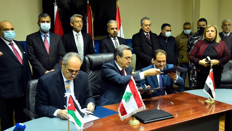 مراسم توقيع اتفاقية تزويد لبنان بالكهرباء من الأردن عبر سوريا ، بيروت 26/1/2022 | أرشيفية
