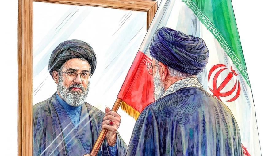 صورة تعبيرية عن تسلم مجتبى خامنئي منصب المرشد الأعلى لإيران خلفا لوالده علي خامنئي الذي اغتيل في ضربة إسرائيلية على طهران في 28/2/2026