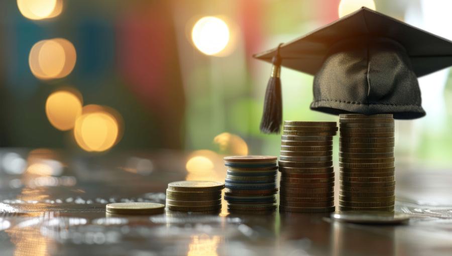 صورة مولدة بالذكاء الاصطناعي لقبعة تخرج فوق نقود معدنية | freepik