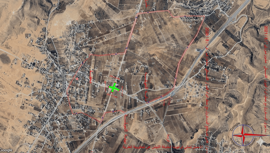 خارطة تبين مخططا للمنطقة التي ستشمها أعمال التوسعة والتأهيل من تقاطع شارع البترول مع جحفية في إربد | وزارة الأشغال العامة والإسكان