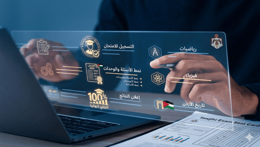 صورة مولدة بالذكاء الاصطناعي تعبر عن رقمنة امتحان التوجيهي