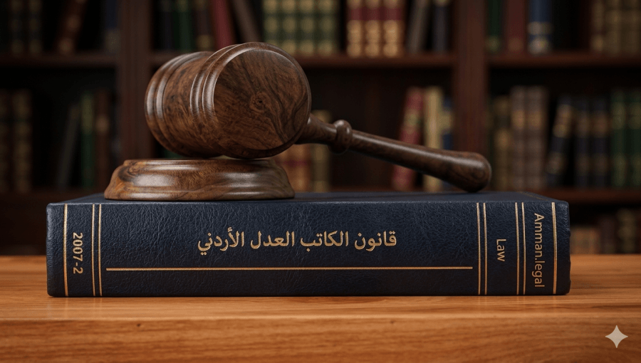 كتاب على طاولة وفوقه مطرقة | صورة مولدة بالذكاء الاصطناعي