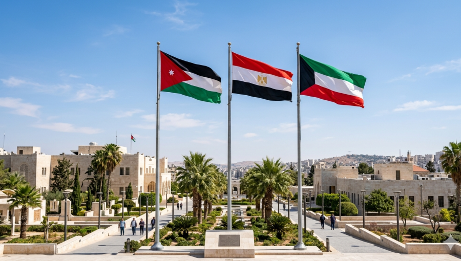 أعلام الأردن ومصر والكويت