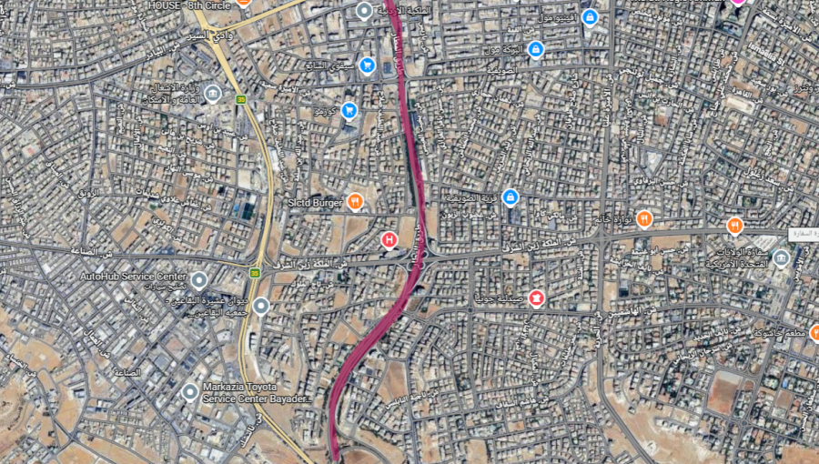 خريطة المنطقة التي ستنفذ فيها أعمال التعبيد | خرائط جوجل