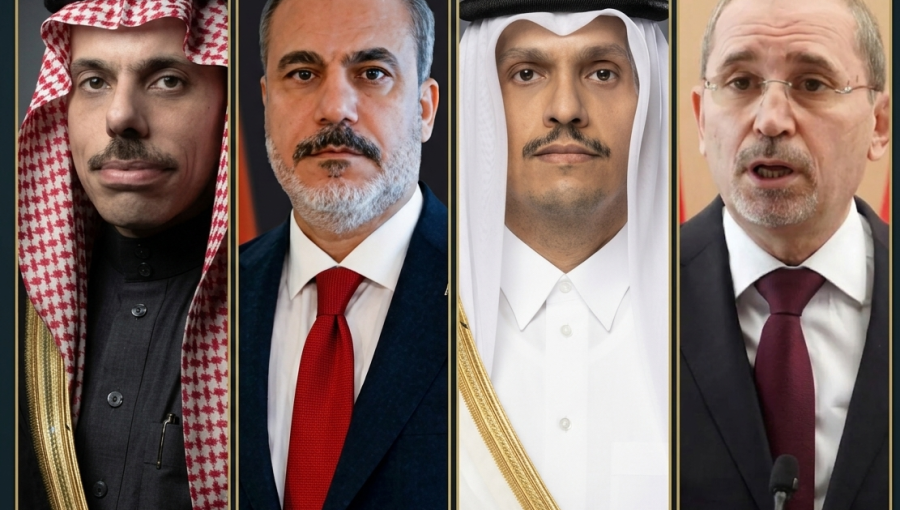 وزير الخارجية أيمن الصفدي ونظرائه من قطر وتركيا والسعودية