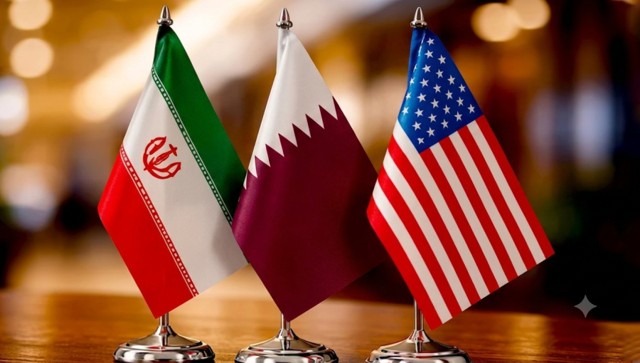 أعلام الولايات المتحدة وقطر وإيران