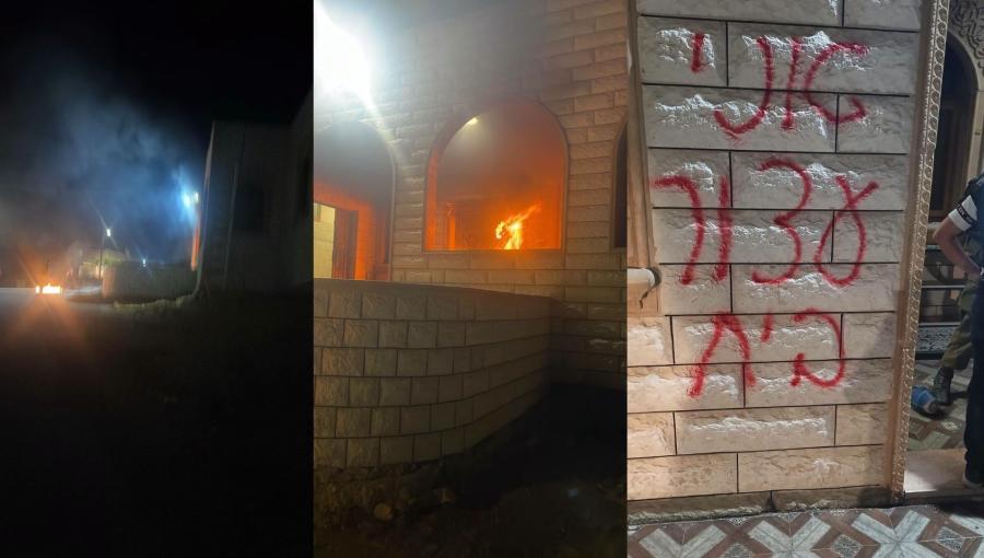 جانب من إحراق المستوطنين للمسجد والمنازل في قرية التوانة 19/7/2026