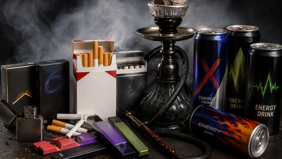 منتجات تبغ ومشروبات طاقة