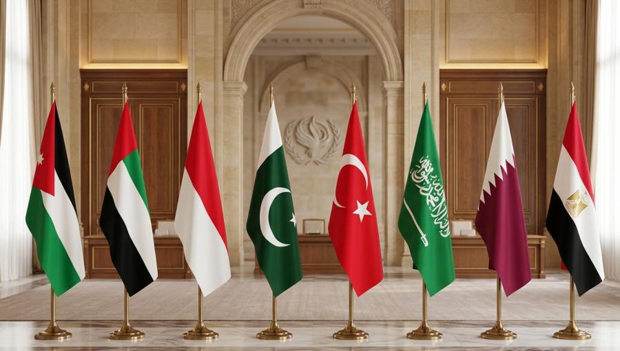 أعلام الدول التي أدانت الرفض الإسرائيلي لخطة ترامب وإقامة الدولة الفلسطينية مولدة بالذكاء الاصطناعي
