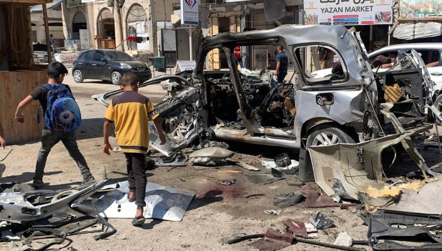 سيارة مدمرة عقب تعرضها لغارة إسرائيلية في حي تل الهوى بمدينة غزة 13/9/2026 | وكالة الأنباء الألمانية