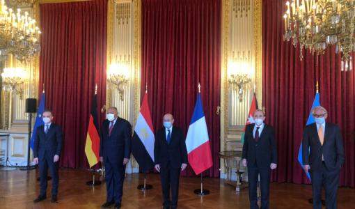 الصفدي برفقة نظرائه من مصر وألمانيا وفرنسا في باريس في الاجتماع الوزاري الرباعي في إطار مجموعة ميونخ 11 آذار