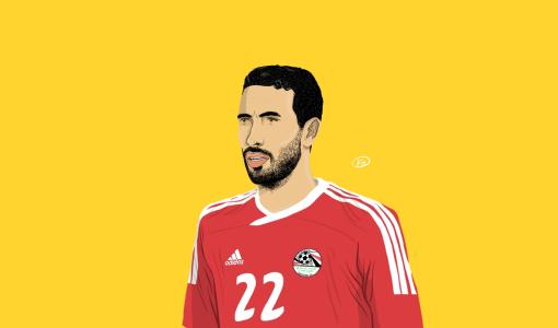 رسم للاعب المصري السابق والمحلل الرياضي أبو تريكة
