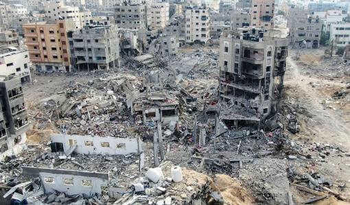 آثار الدمار في مدينة غزة جراء القصف | المصدر: فرانس برس