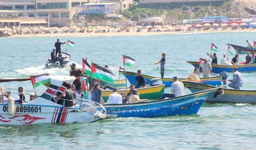 تظاهرة بحرية للمطالبة بإنهاء الحصار وفتح موانئ غزة - أيلول 2023
