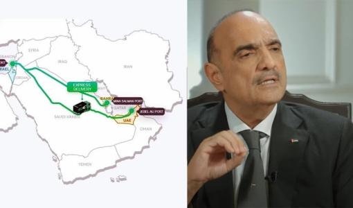 بشر الخصاونة بجانبه خريطة الجسر البري