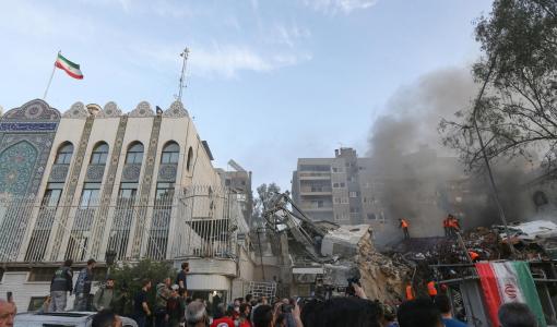 موقع القنصلية الإيرانية في دمشق الذي استهدفه الاحتلال الإسرائيلي | المصدر: وكالة الأنباء الفرنسية