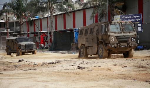 آليات الاحتلال خلال اقتحام مخيم نور شمس 20/4/2024 | المصدر: المركز الفلسطيني للإعلام