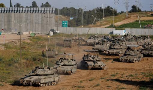 مناورة لدبابات تابعة للاحتلال قرب حدود غزة 10/4/2024 | المصدر: رويترز