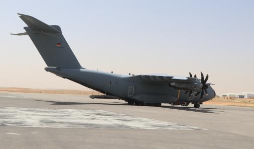 طائرة ألمانية مشاركة في عملية الإنزالات الجوية 21/5/2024 | المصدر: القوات المسلحة الأردنية