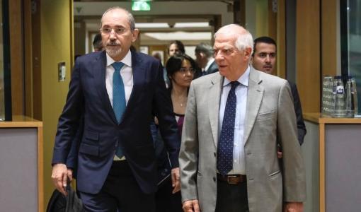 أيمن الصفدي وجوزيب بوريل خلال الاجتماع الخامس عشر لمجلس الشراكة بين الأردن والاتحاد الأوروبي 15/7/2024 | المصدر: وزارة الخارجية