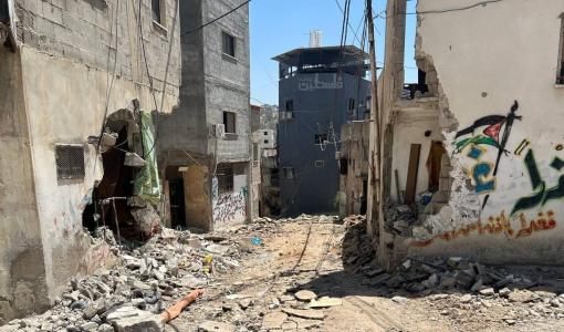 من الدمار الذي خلفه اقتحام قوات الاحتلال لحارة المنشية في مخيم نور شمس بطولكرم 10/7/2024 | المصدر: فلسطين بوست