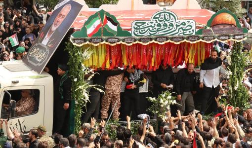 من تشييع جثمان إسماعيل هنية ومرافقه في طهران | المصدر: وكالة الأنباء الفرنسية