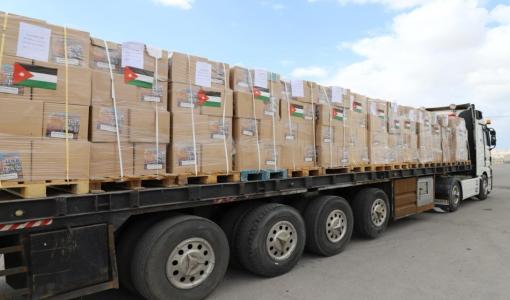 قافلة مساعدات برية إلى قطاع غزة | المصدر: الهيئة الخيرية الهاشمية