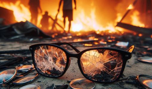 صورة تعبيرية لنظارة محطمة مصممة عبر الذكاء الاصطناعي