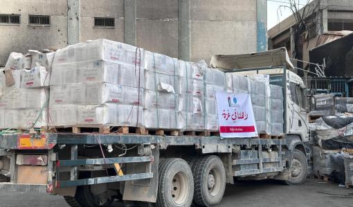 شاحنة مساعدات وصلت إلى غزة سابقا | المصدر: الهيئة الخيرية الهاشمية