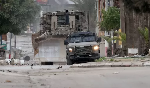 آلية إسرائيلية في مخيم جنين بالضفة الغربية | المصدر: الوكالة الأوروبية للصور الصحفية