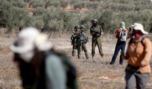 مستوطنون وجنود الاحتلال يعيقون عمل فلسطينيين في الضفة الغربية | المصدر: الأناضول