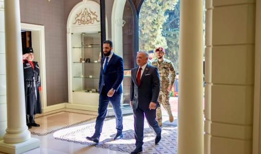 الملك عبدالله الثاني مع الرئيس السوري أحمد الشرع 26/2/2025 | المصدر: الديوان الملكي الهاشمي