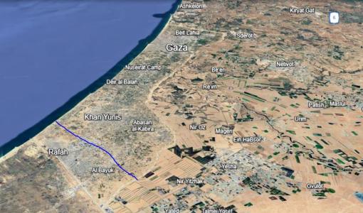 خريطة تظهر محور موراج جنوب قطاع غزة خريطة تظهر محور موراج جنوب قطاع غزة | المصدر: خرائط جوجل