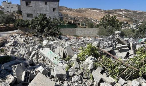 المنزل الذي هدمه الاحتلال في قرية عينابوس جنوب نابلس 19/6/2025 | المصدر: فلسطين بوست