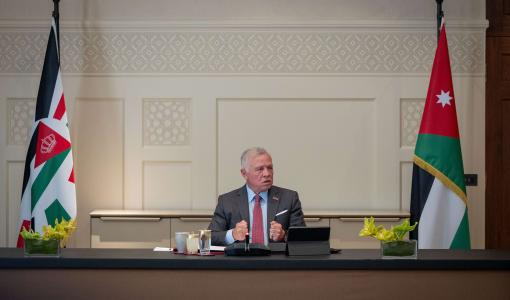 الملك عبد الله الملك عبد الله خلال لقاء مع الإعلاميين في قصر الحسينية 30/7/2025 | المصدر: الديوان الملكي الهاشمي