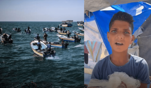 فتى غزي يعمل في الصيد