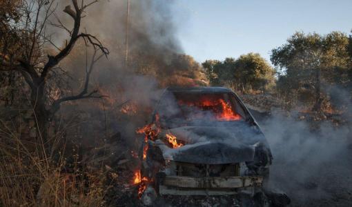 مركبة أحرقها المستوطنون في بلدة بيتا جنوب نابلس 5/7/2025 | المصدر: فلسطين بوست