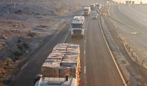 قافلة مساعدات برية إلى قطاع غزة | المصدر: الهيئة الخيرية الهاشمية