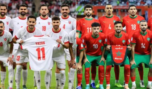 المنتخب المغربي (يمين) والمنتخب الأردني (يسار)