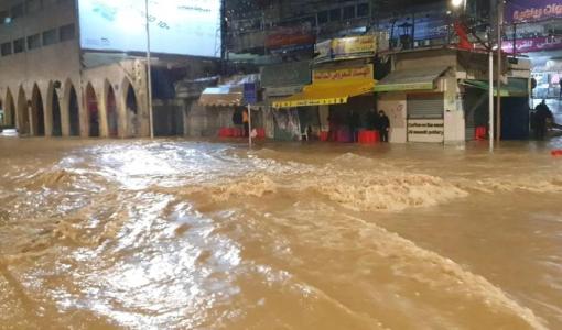 فيضان مياه الأمطار في منطقة مؤتة في الكرك 29/12/2025 | المصدر: مواقع التواصل