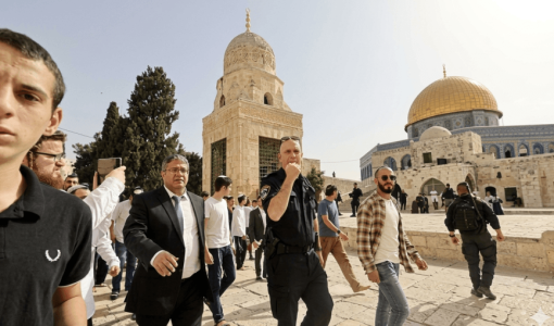 الوزير المتطرف بن غفير خلال اقتحام سابق للمسجد الأقصى المبارك