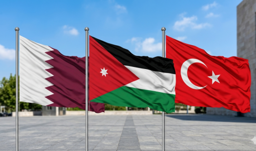 أعلام الأردن وقطر وتركيا