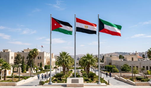 أعلام الأردن ومصر والكويت