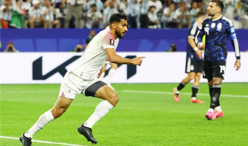 لاعب المنتخب الوطني موسى التعمري بعد تسجيله هدف الأردن  أمام الأرجنتين 28/6/2026