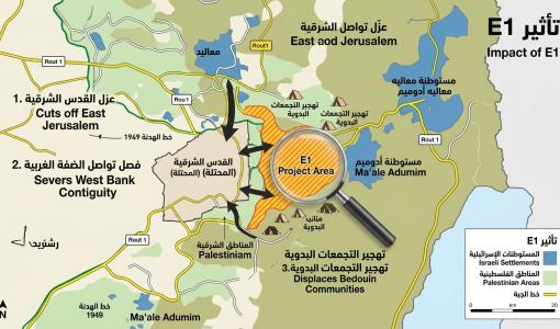 صورة مولدة بالذكاء الاصطناعي توضح موقع مشروع E1 الاستيطاني